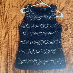 J crew lace and tweed tank top shell